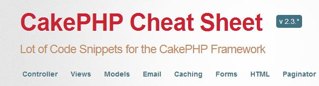 cakephp cheat sheet